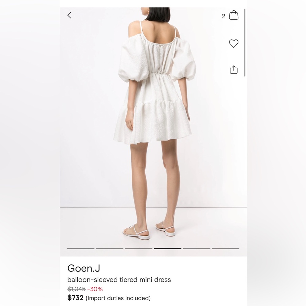 Goen.J White Balloon sleeve Mini Dress size M-L